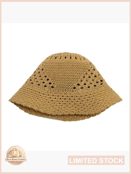 Straw Bucket Hat Women Knitted Crochet Sun Hat Packable Woven Beach Hat main image 7
